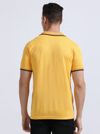back view of primoknit drift polo tshirt unisex for men Yellow