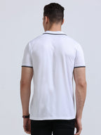 back view of primoknit drift polo tshirt unisex for men White