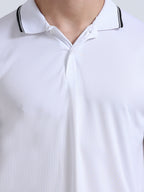 close view of primoknit drift polo tshirt unisex for men White