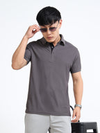 front photo view aeropiq polo tshirt for men Slate Grey
