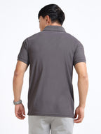 back view aeropiq polo tshirt for men Slate Grey