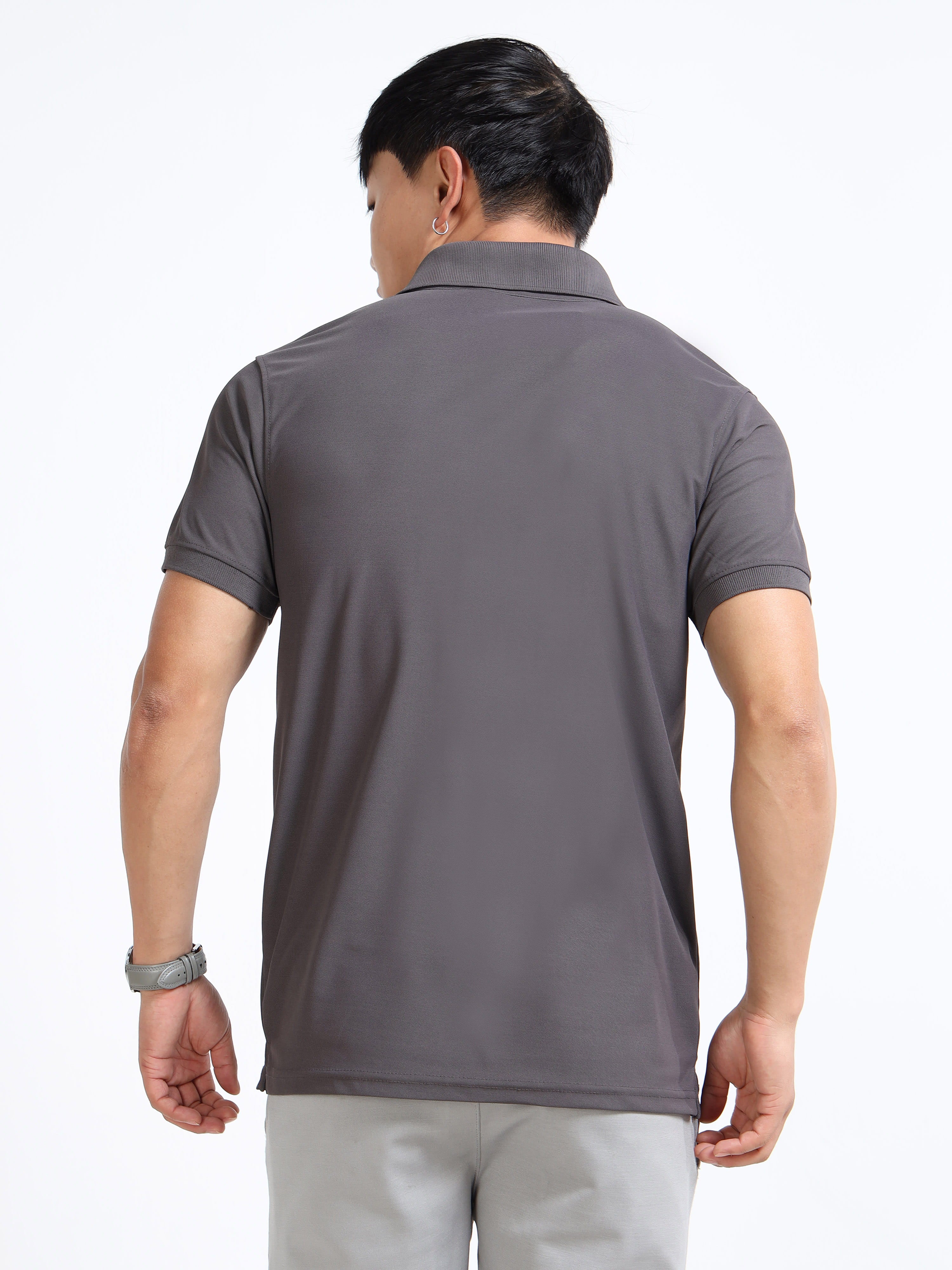 back view aeropiq polo tshirt for men Slate Grey