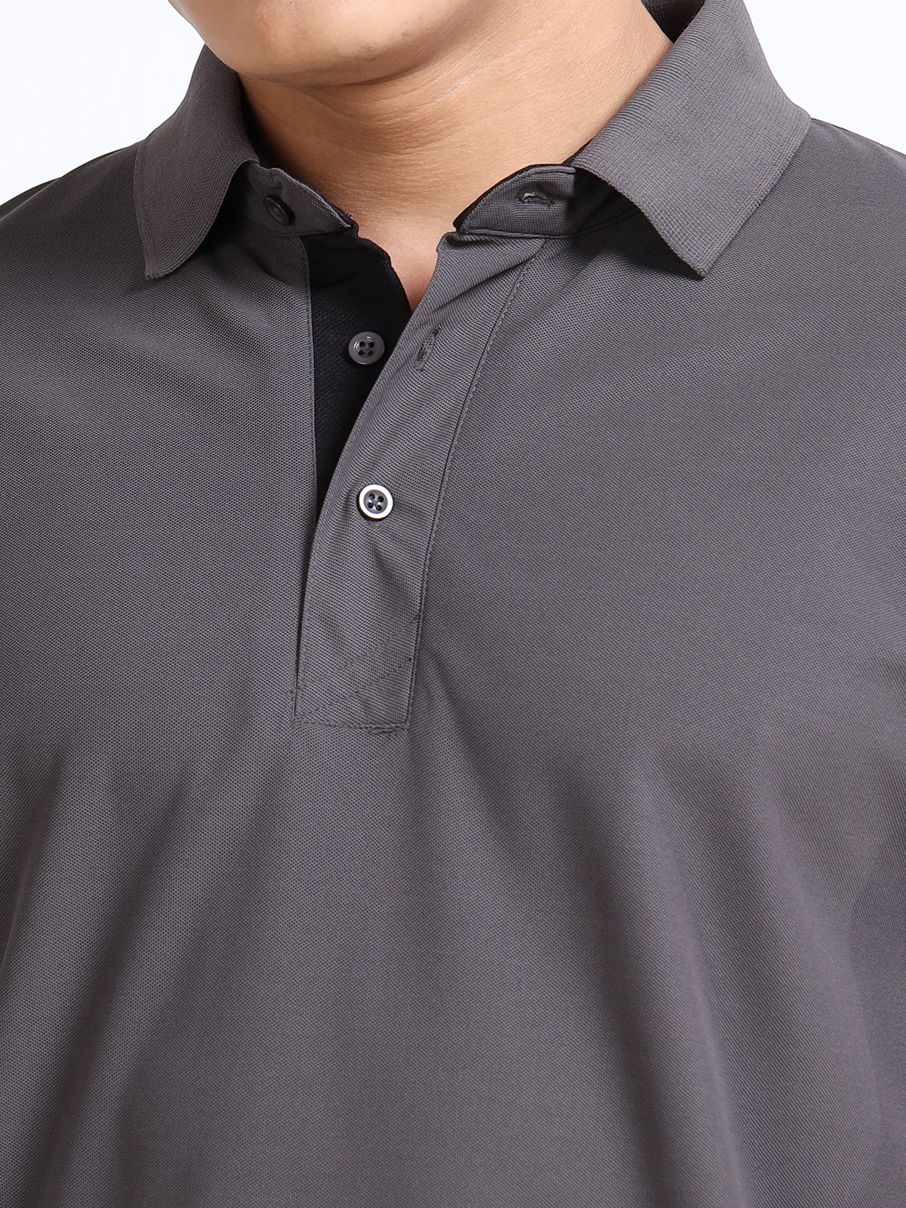 close view aeropiq polo tshirt for men Slate Grey