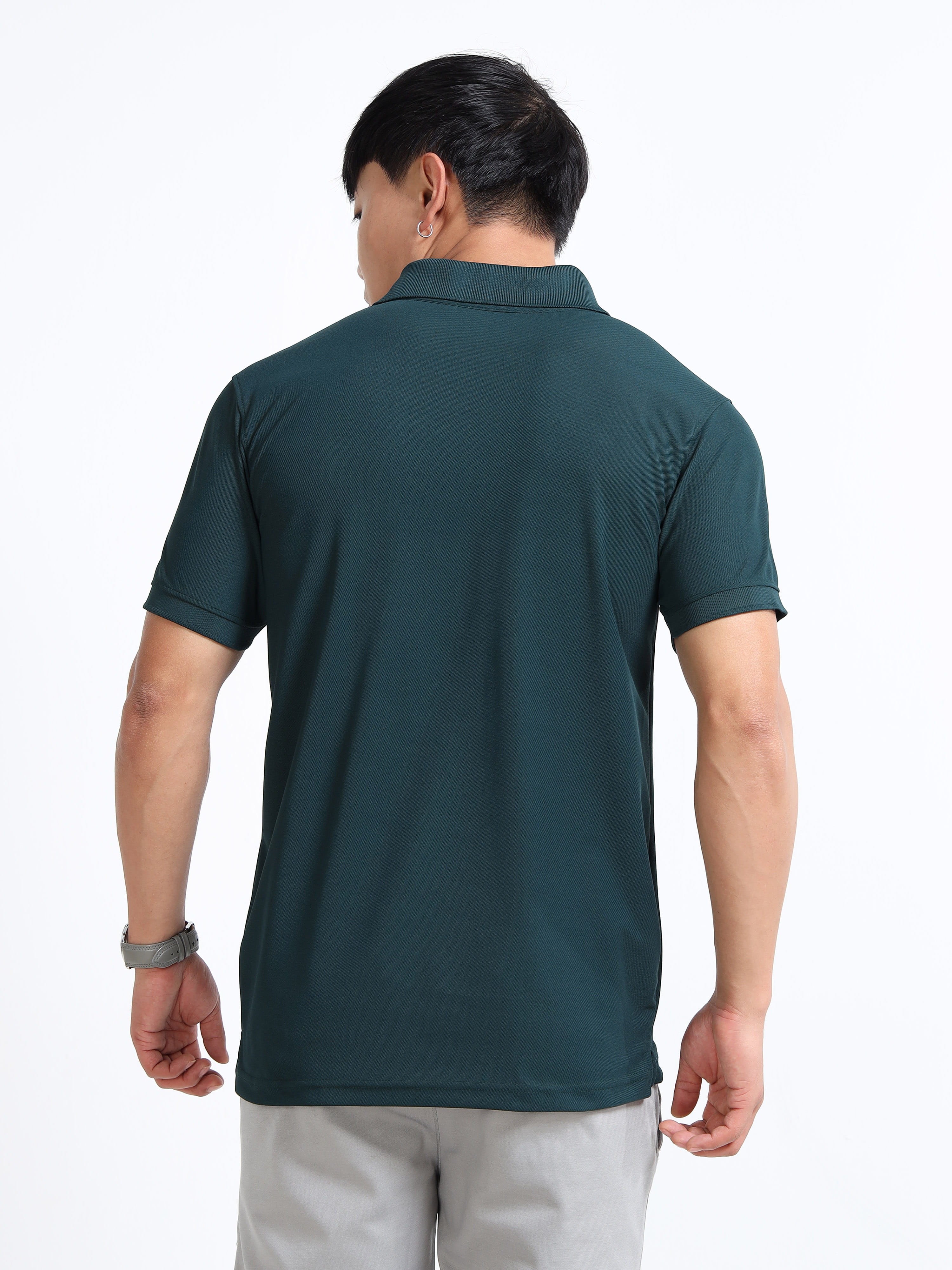 back view aeropiq polo tshirt for men Bottle Green