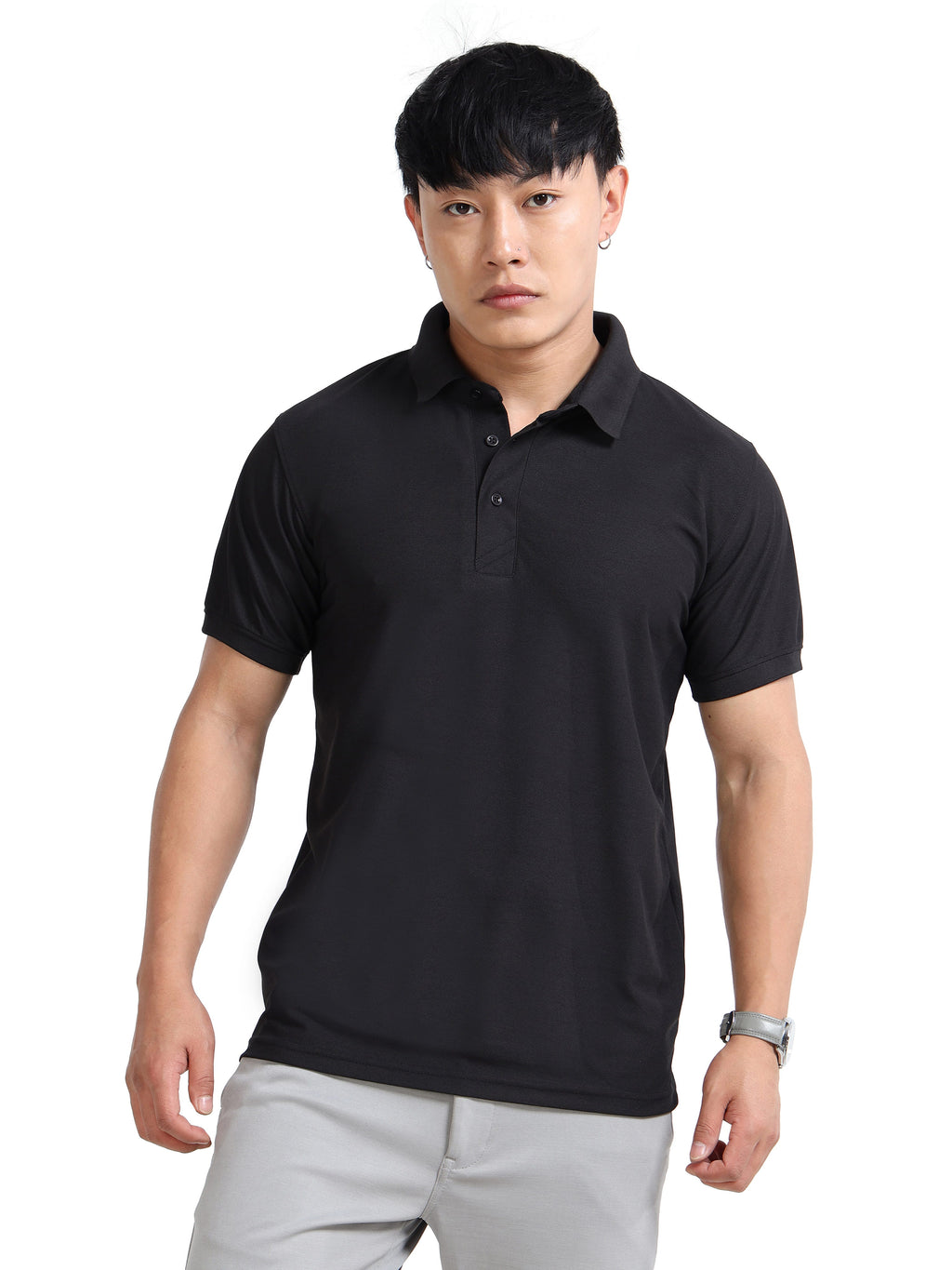 photo view aeropiq polo tshirt for men Black