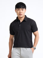 front view aeropiq polo tshirt for men Black