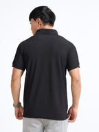 back view aeropiq polo tshirt for men Black