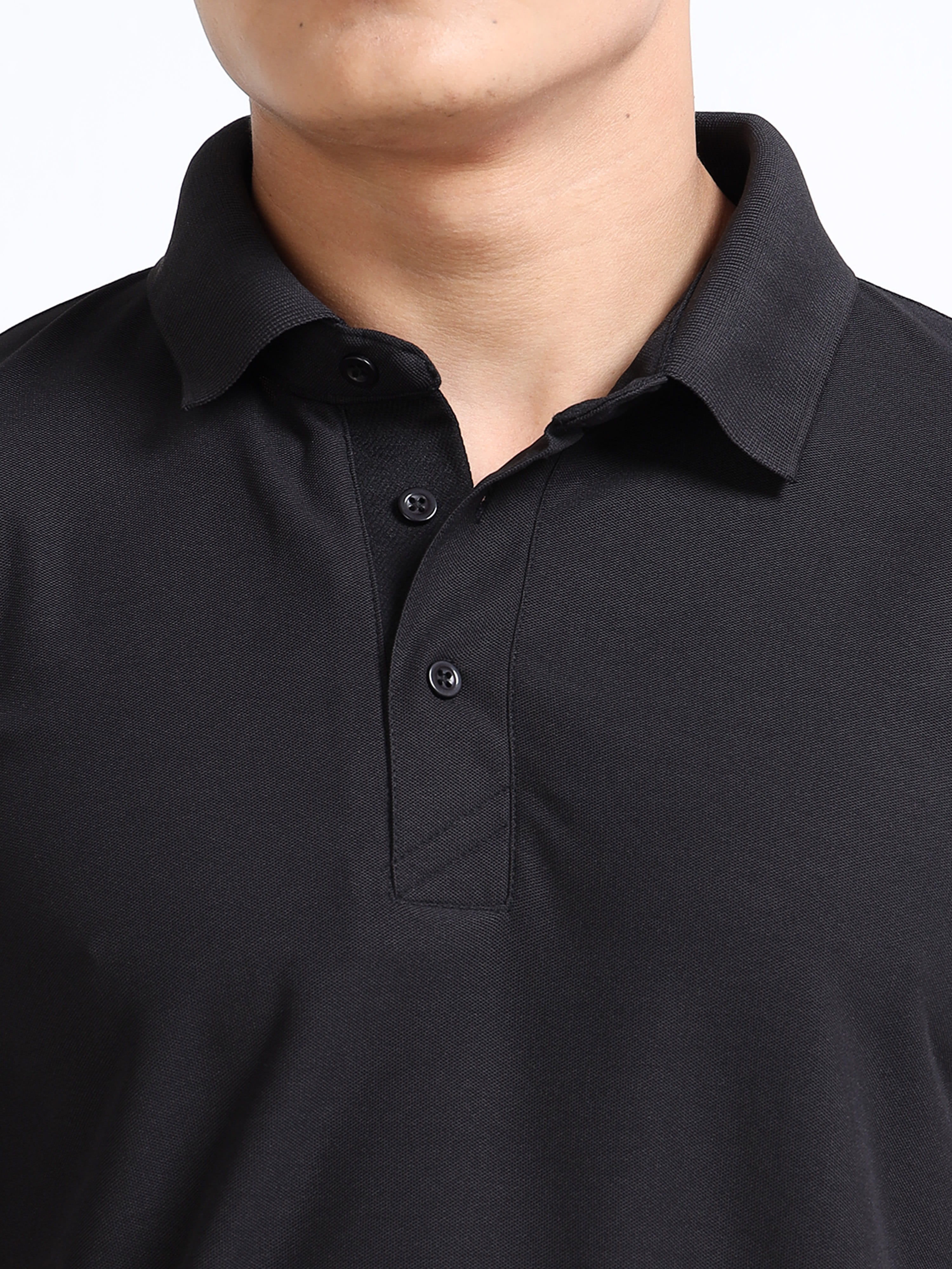 close view aeropiq polo tshirt for men Black