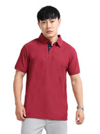 front view aeropiq polo tshirt for men Maroon