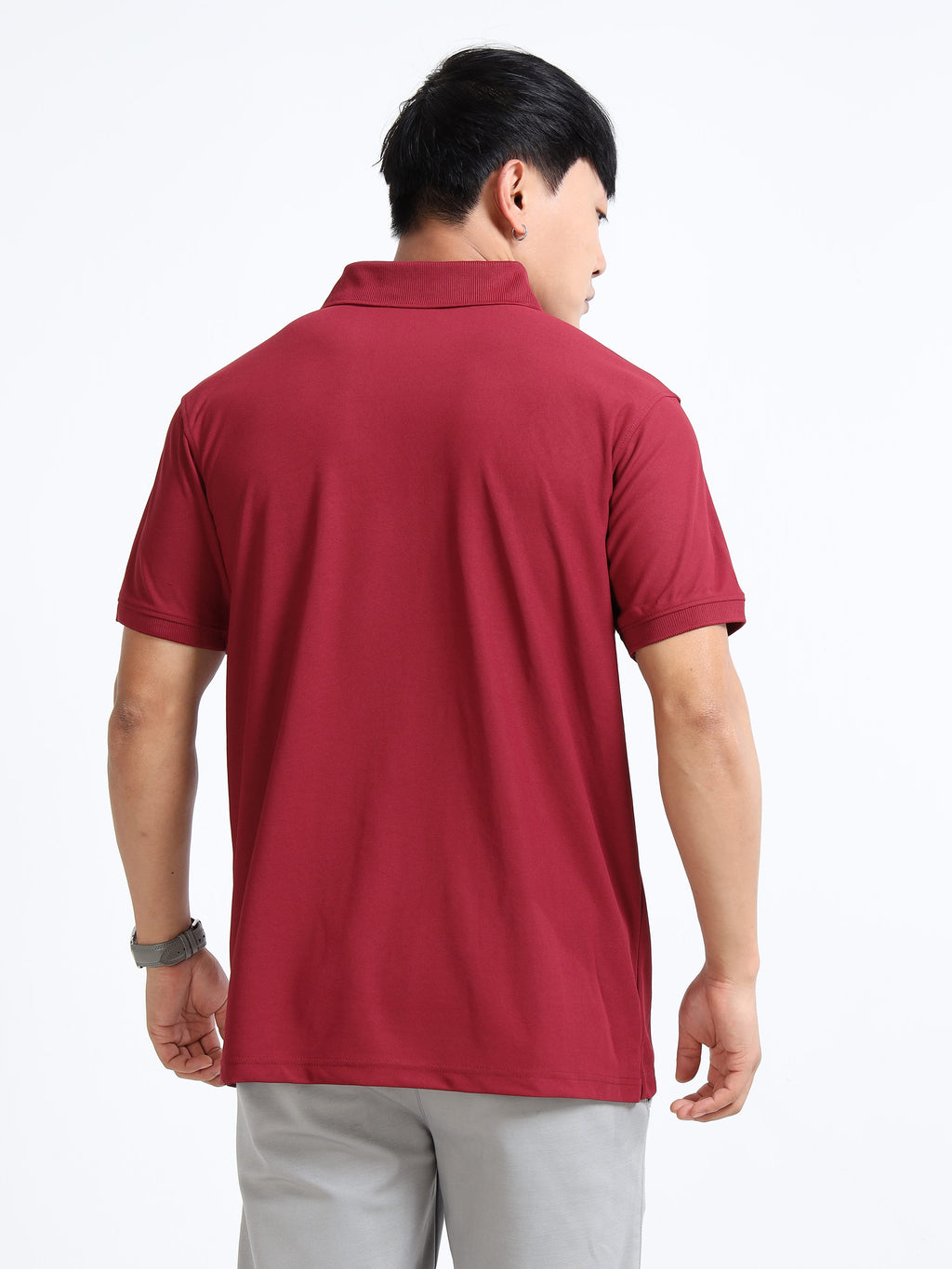 back view aeropiq polo tshirt for men Maroon