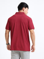 back view aeropiq polo tshirt for men Maroon