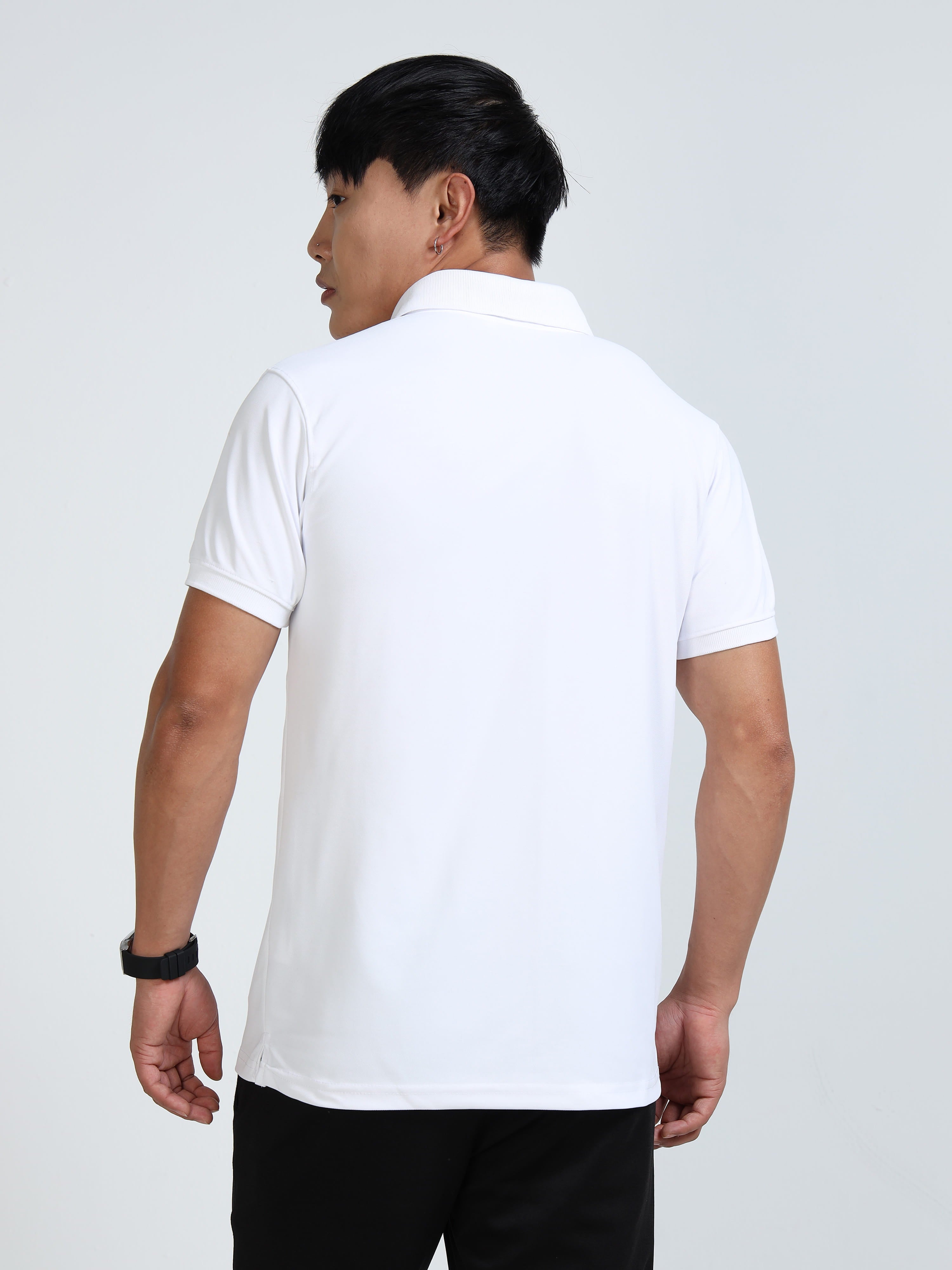 back view aeropiq polo tshirt for men White