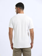 back view organic cotton polo tshirt for men White
