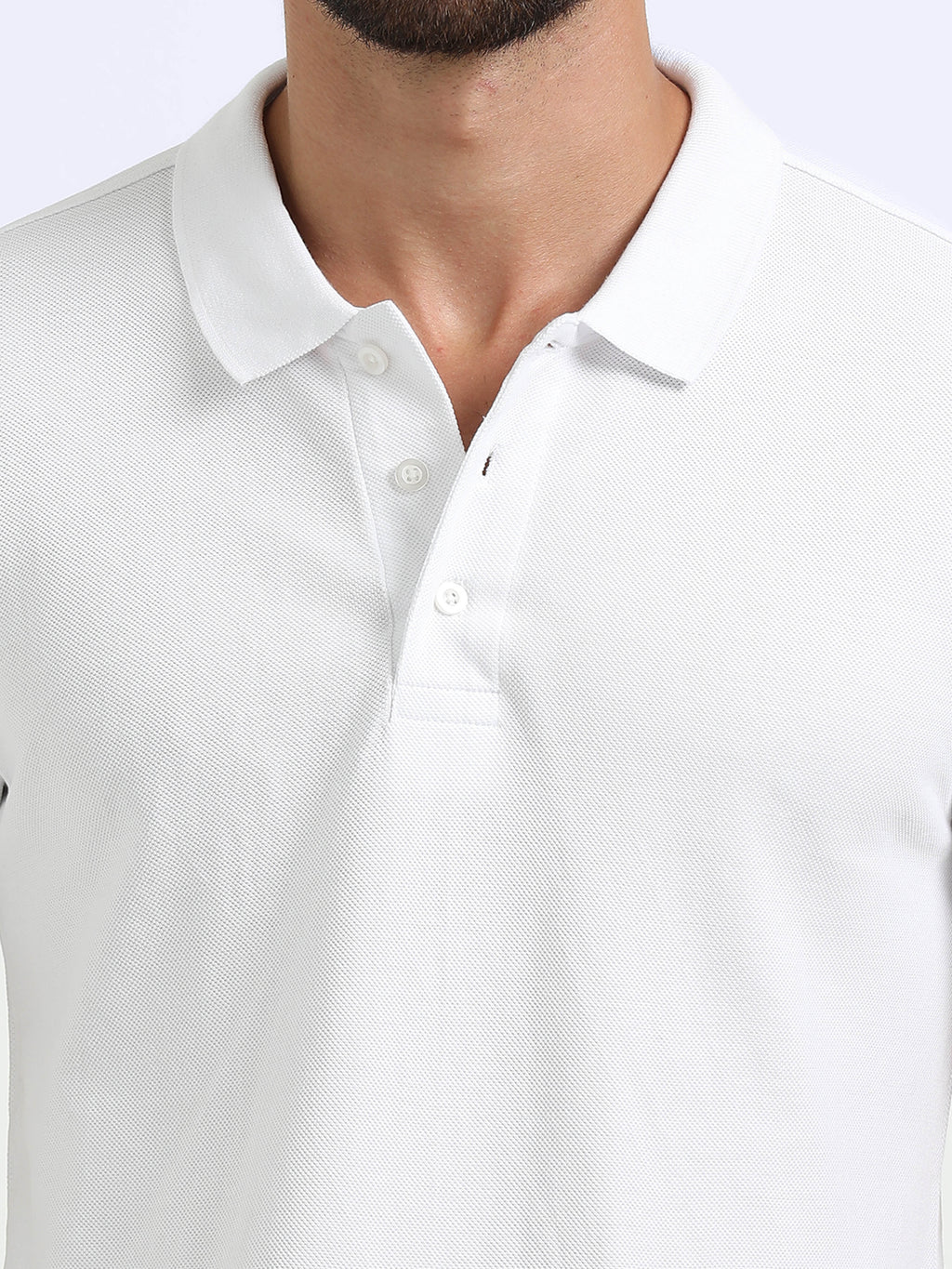 close view organic cotton polo tshirt for men White