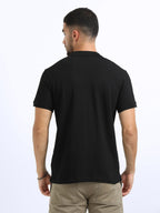 back view organic cotton polo tshirt for men Black