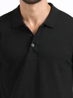 close view organic cotton polo tshirt for men Black