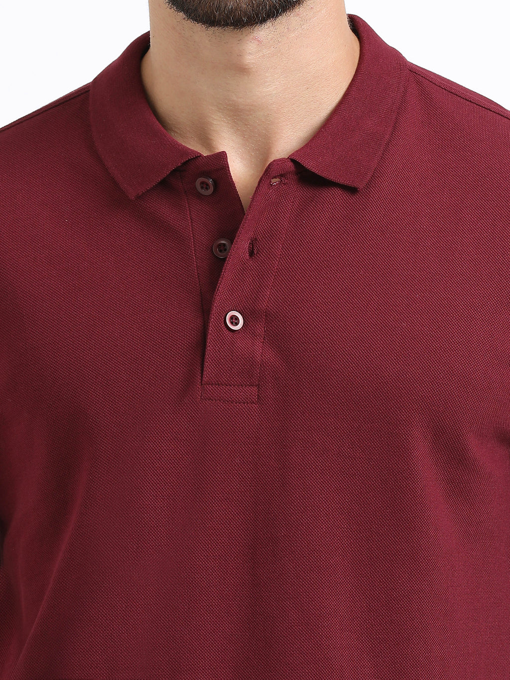 close view organic cotton polo tshirt for men Maroon