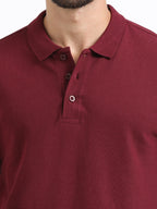 close view organic cotton polo tshirt for men Maroon