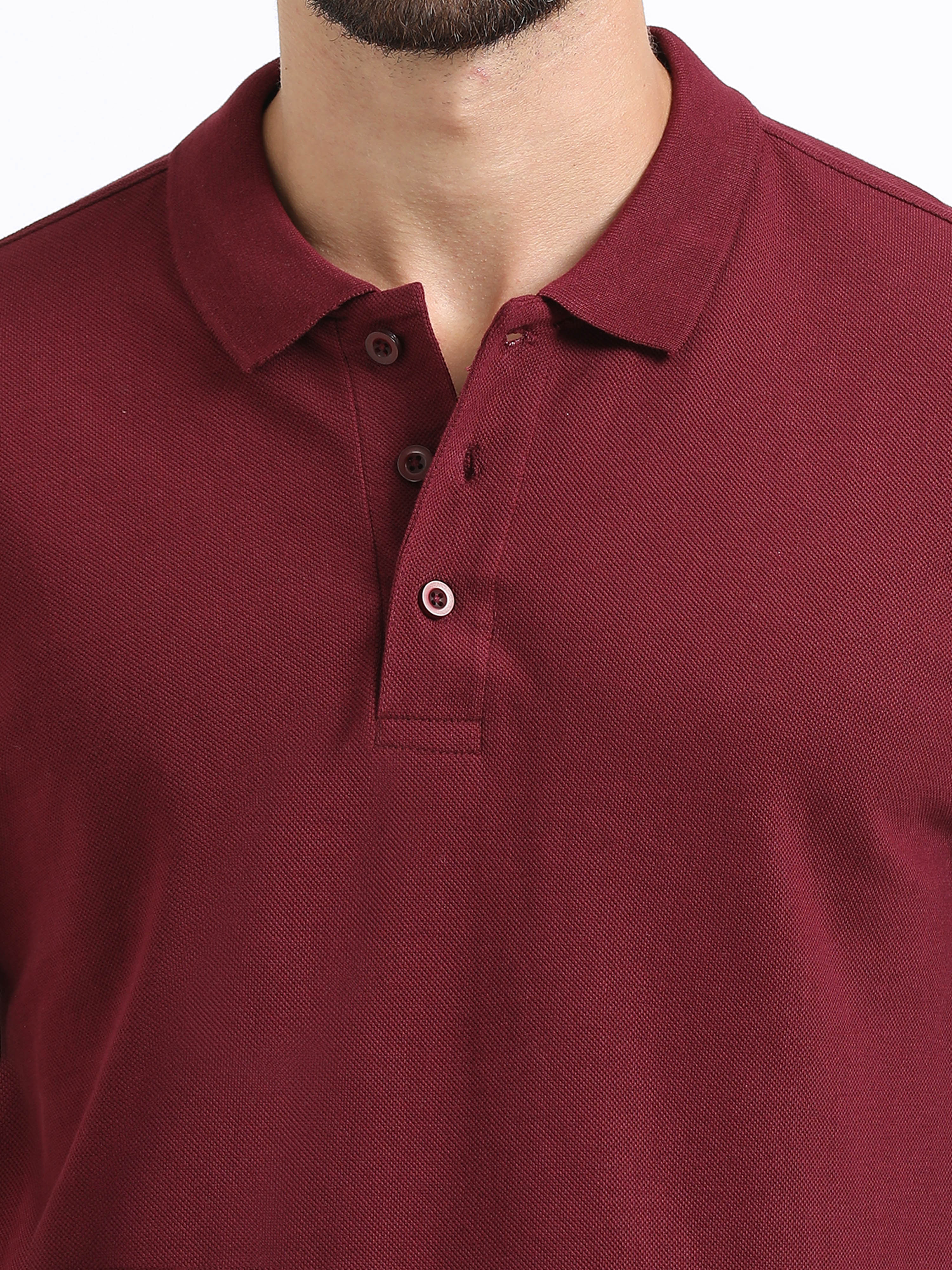 close view organic cotton polo tshirt for men Maroon