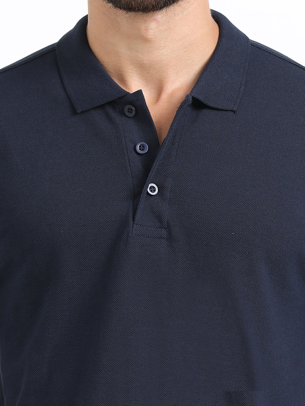 close view organic cotton polo tshirt for men Navy Blue