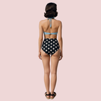 Retro Halter Neck & Bow-Front Sweetheart Bikini Topa in Mint (Top Only)