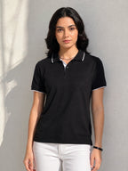 photo view eco blend polo tshirt unisex for women Black