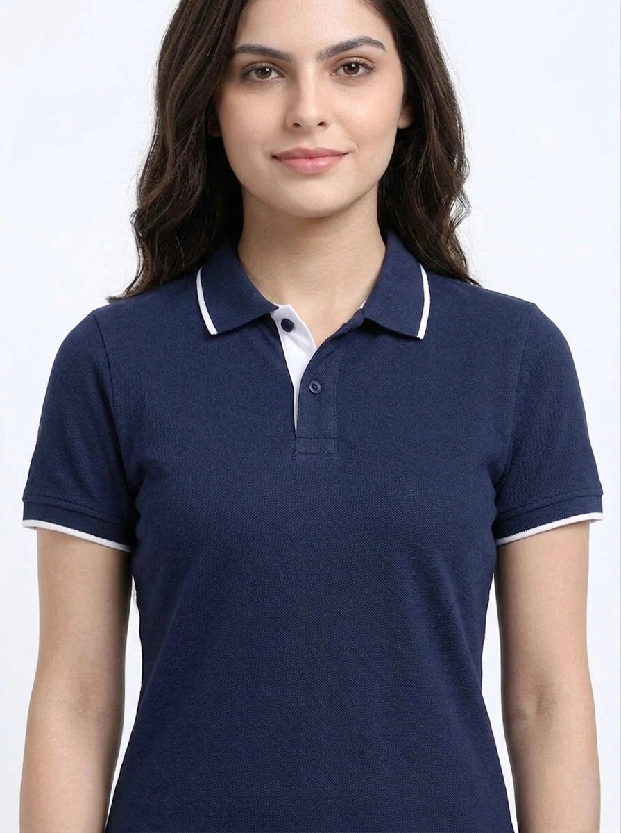 close view eco blend polo tshirt unisex for women Navy Blue