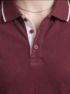 close view eco blend polo tshirt unisex for women Maroon