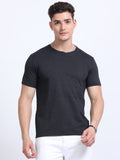 front view of man wearing t-shirt whose colour is Charcoal