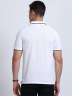 back view eco blend polo tshirt for men White