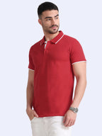 side front view eco blend polo tshirt for men Red