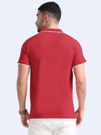 back view eco blend polo tshirt for men Red