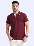 front view eco blend polo tshirt for men Maroon
