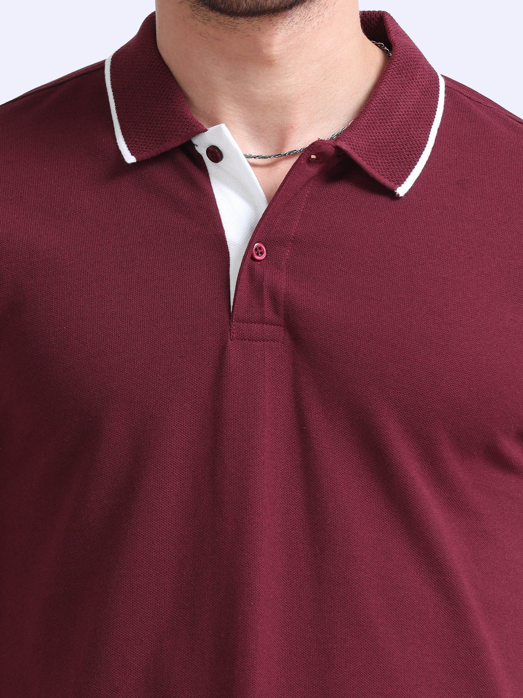 close view eco blend polo tshirt for men Maroon
