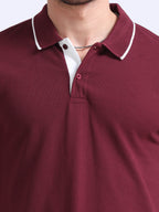 close view eco blend polo tshirt for men Maroon