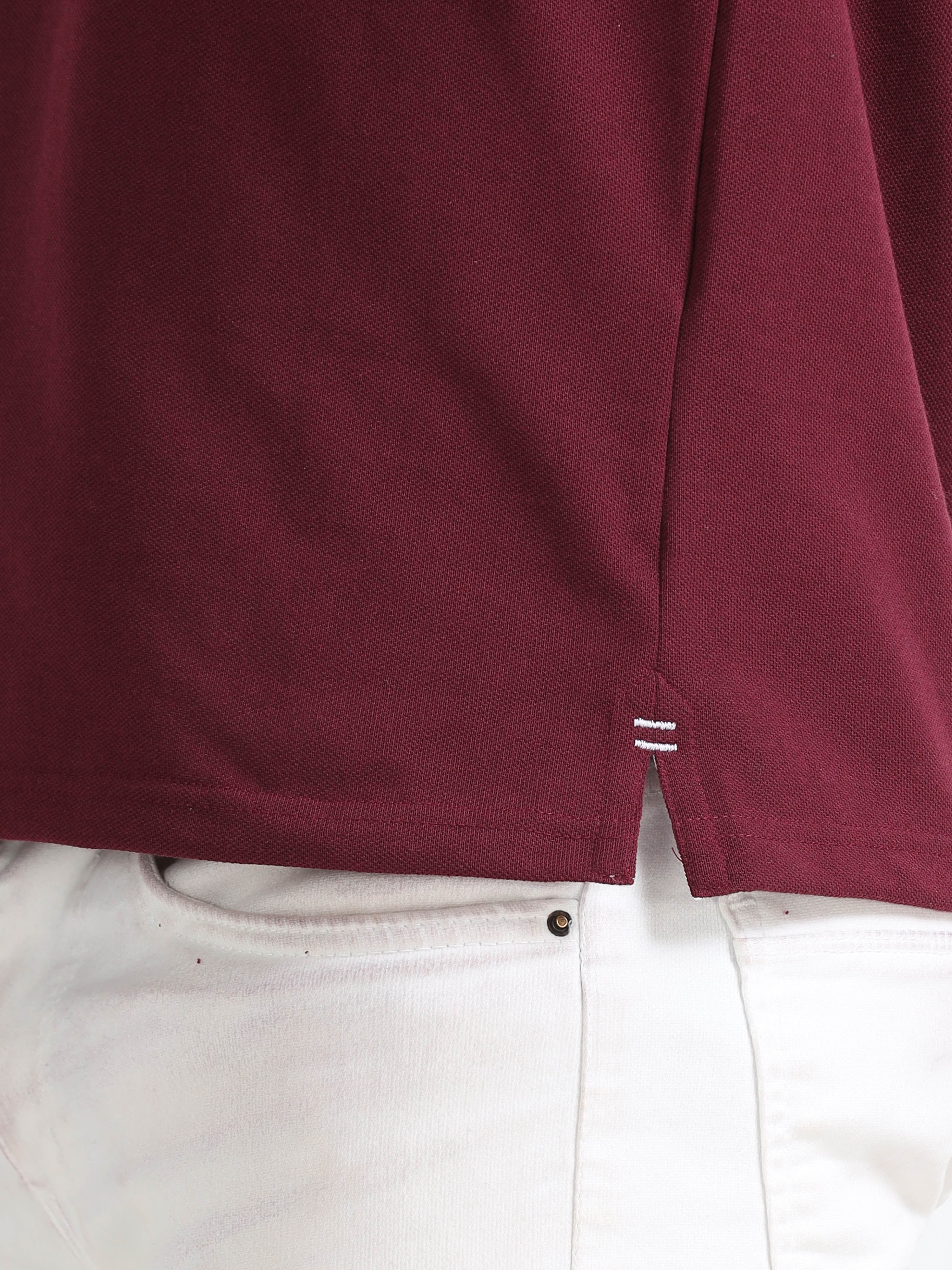 slit view eco blend polo tshirt for men Maroon