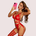 Floral Lace 3-Piece Lingerie Set