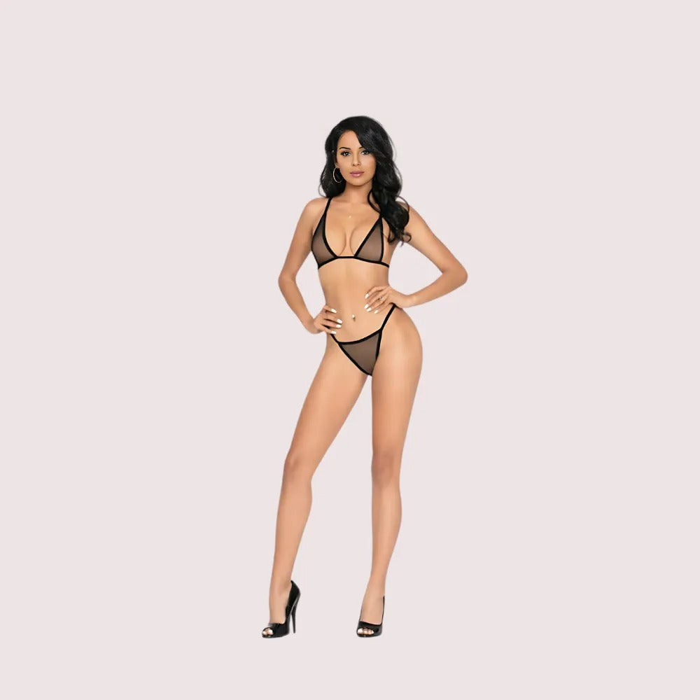 Very sexy see through micro bra and thong set