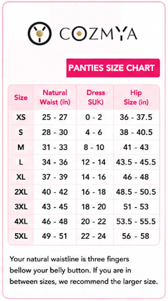 Panties size chart