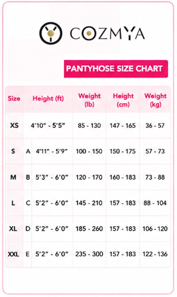 Pantyhose size chart