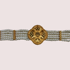 Royal Blossom Pearl Necklace with Ornate Floral Gold Pendant
