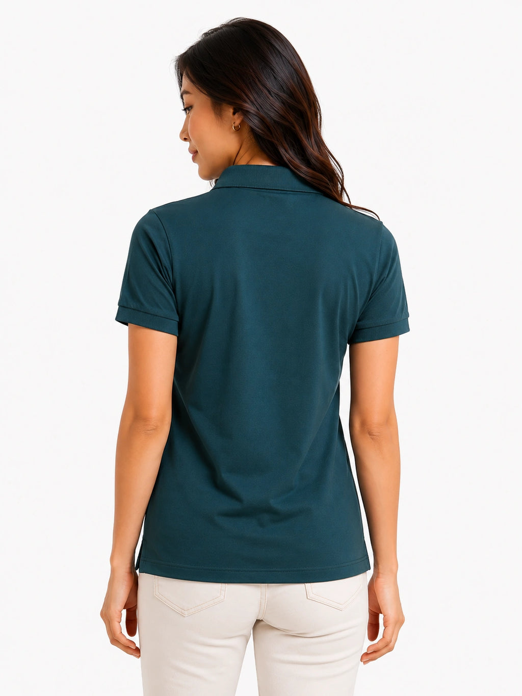 back view aeropiq polo tshirt unisex for women Bottle Green