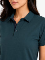 close view aeropiq polo tshirt unisex for women Bottle Green