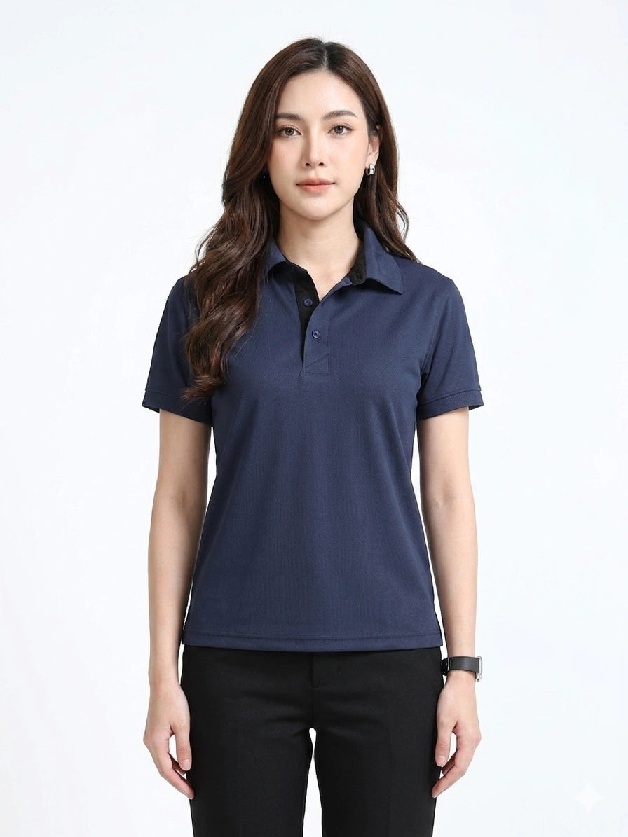 photo view aeropiq polo tshirt unisex for women Navy Blue