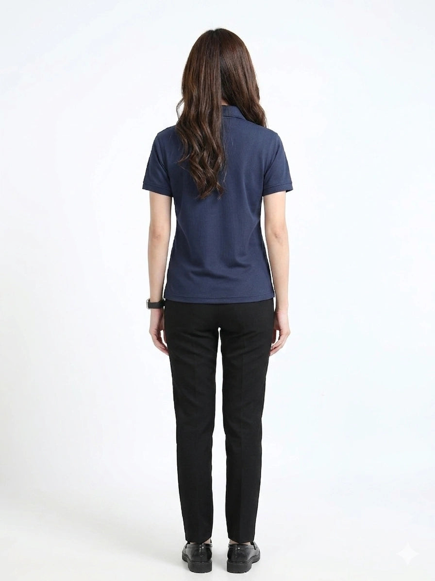 back view aeropiq polo tshirt unisex for women Navy Blue