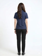 back view aeropiq polo tshirt unisex for women Navy Blue