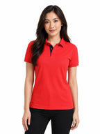 front view aeropiq polo tshirt unisex for women Red
