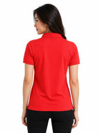 back view aeropiq polo tshirt unisex for women Red
