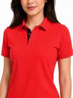 close view aeropiq polo tshirt unisex for women Red