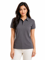 front view aeropiq polo tshirt unisex for women Slate Grey
